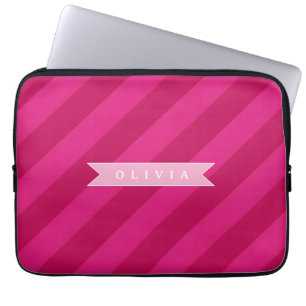 Capa Para Notebook Listra Rosa Moderna Fofa Personalizada Divertida