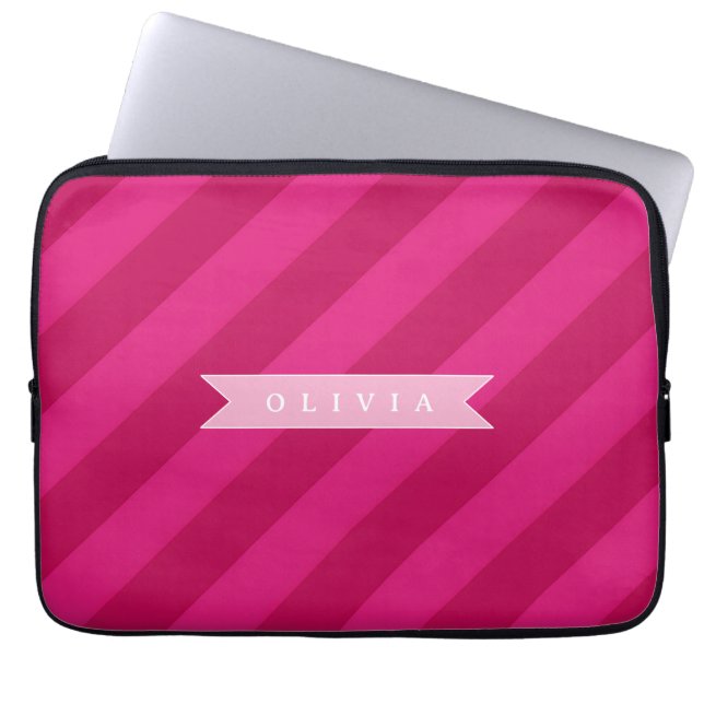 Capa Para Notebook Listra Rosa Moderna Fofa Personalizada Divertida (Frente)