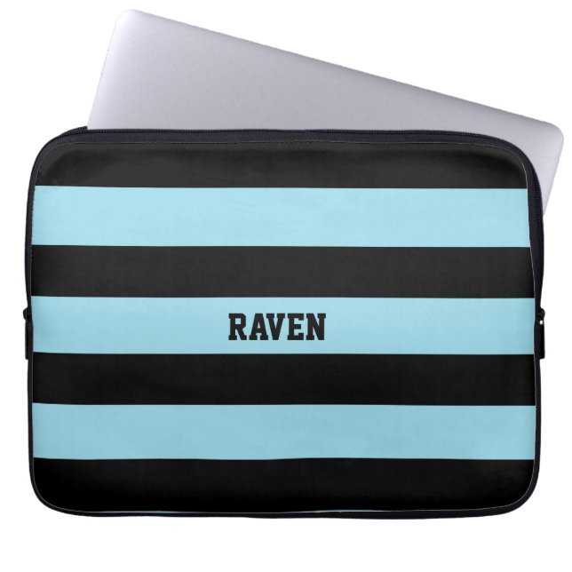 Capa Para Notebook listras azuis e pretas (Frente)