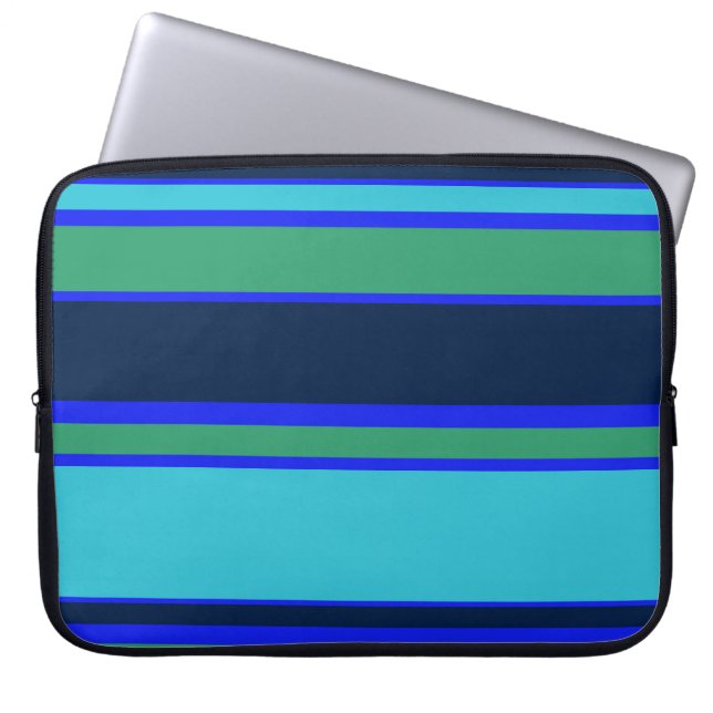 Capa Para Notebook Listras azuis e verdes (Frente)