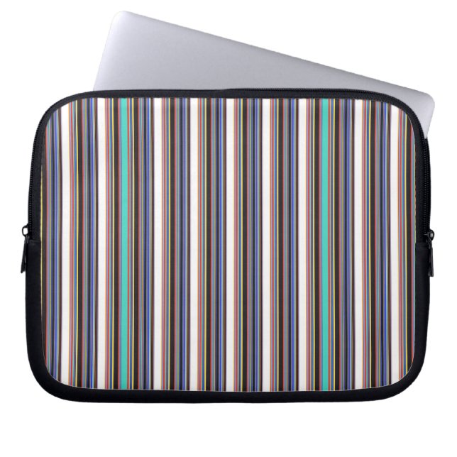 Capa Para Notebook Listras azuis pretas fofas (Frente)