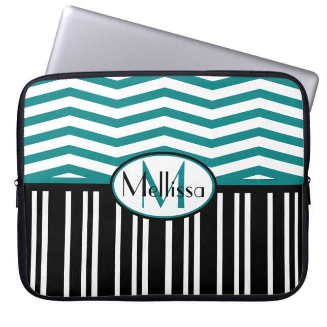 Capa Para Notebook Listras Chic personalizadas e listras chevron pret (Frente)