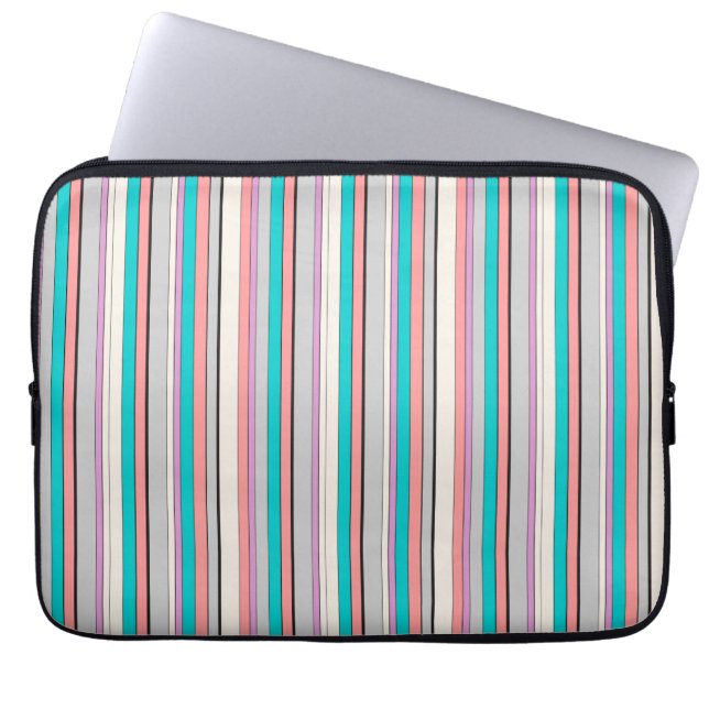 Capa Para Notebook Listras cinzas aqua fofas (Frente)