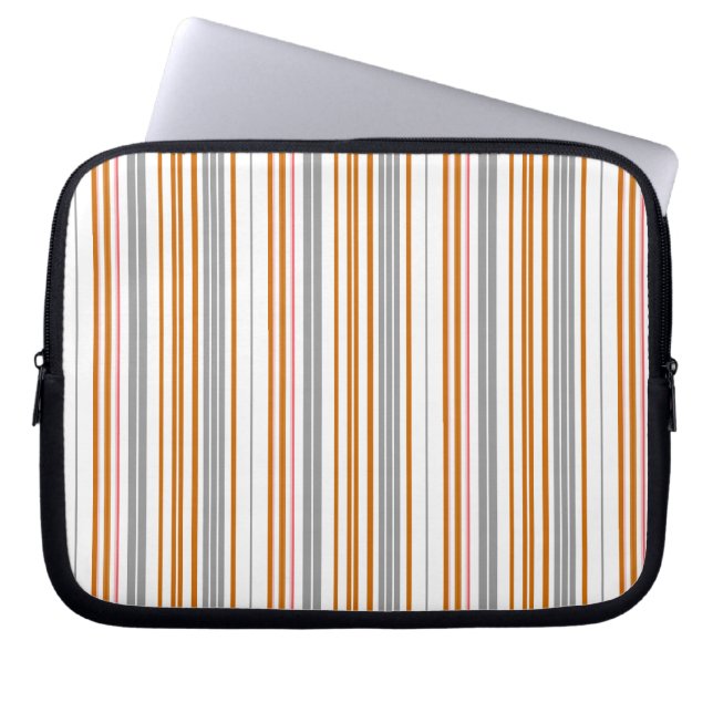 Capa Para Notebook Listras cinzas marrons fofas (Frente)