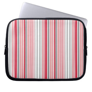 Capa Para Notebook Listras cinzas vermelhas fofas