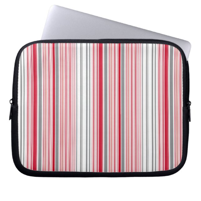Capa Para Notebook Listras cinzas vermelhas fofas (Frente)