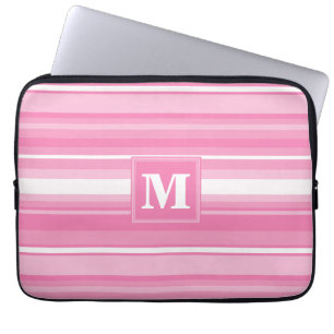 Capa Para Notebook Listras cor-de-rosa monograma