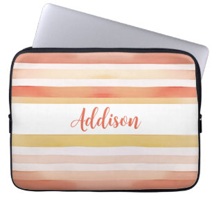 Capa Para Notebook Listras De Aquarela Com Nome