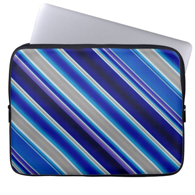 Capa Para Notebook Listras de Bege Azul e Lavanda (Frente)