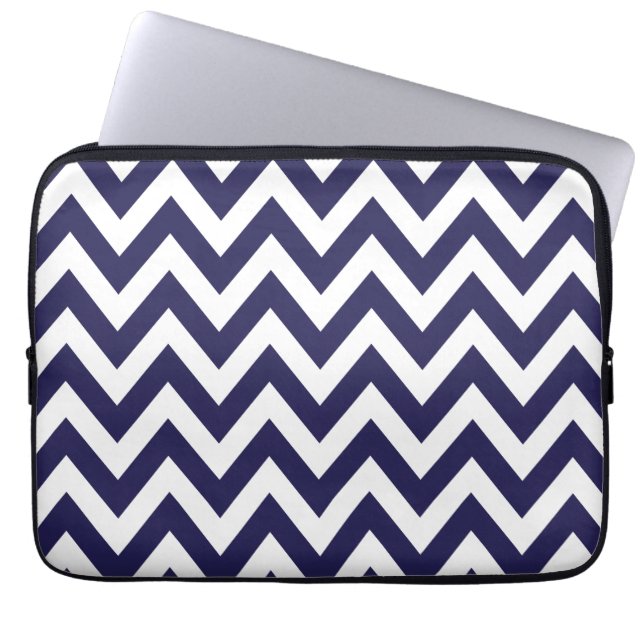 Capa Para Notebook Listras de Chevron dos azuis marinhos (Frente)
