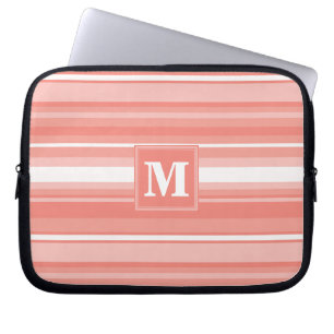 Capa Para Notebook Listras de coral monograma