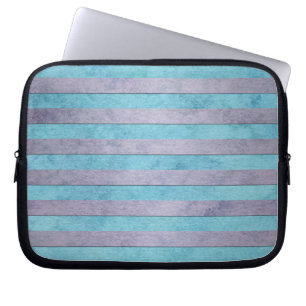 Capa Para Notebook Listras de Lavanda Pastel e Azul Turquesa