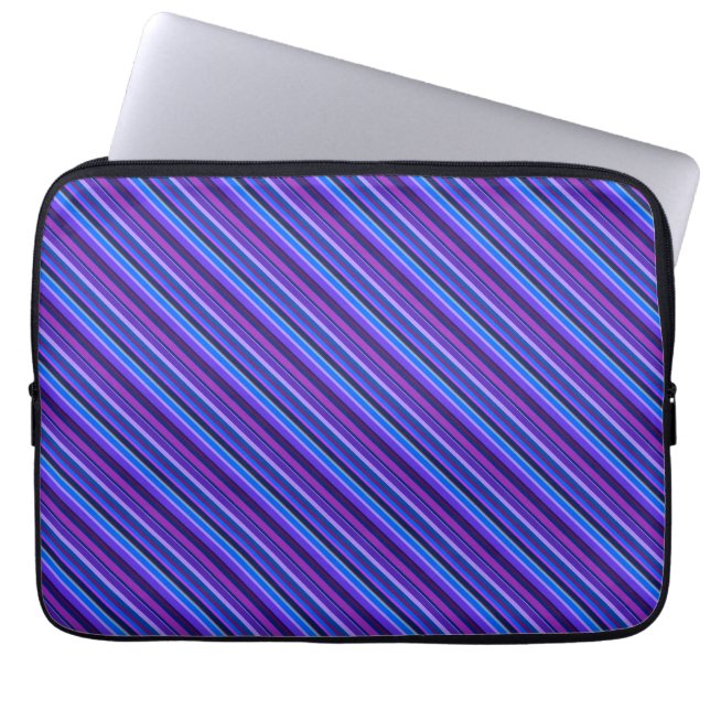 Capa Para Notebook Listras diagonais em azul e roxo (Frente)