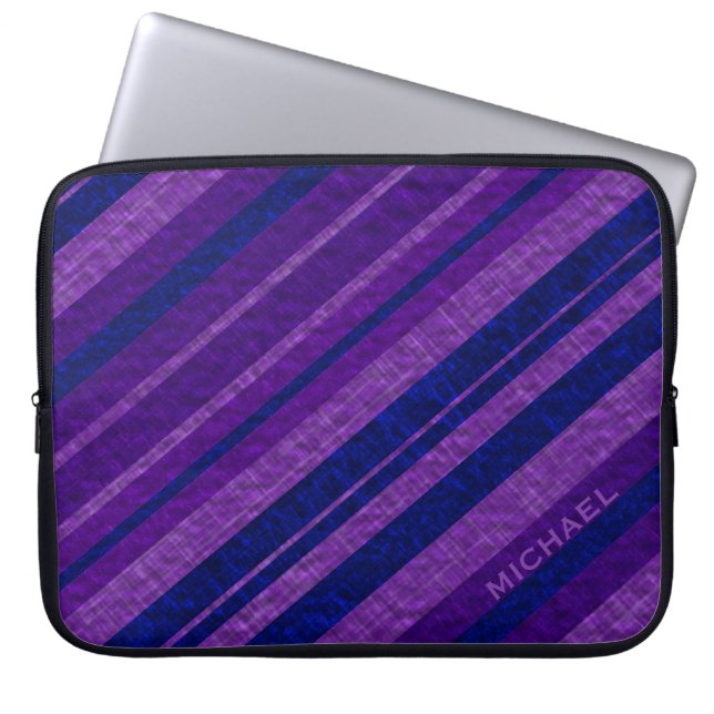 Capa Para Notebook Listras Diagonais Roxas Personalizadas (Frente)