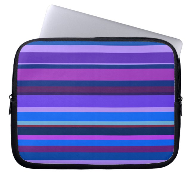 Capa Para Notebook Listras horizontais azuis e roxas (Frente)