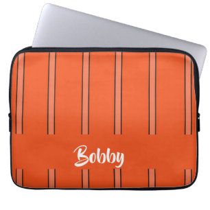 Capa Para Notebook Listras laranja de nome personalizado