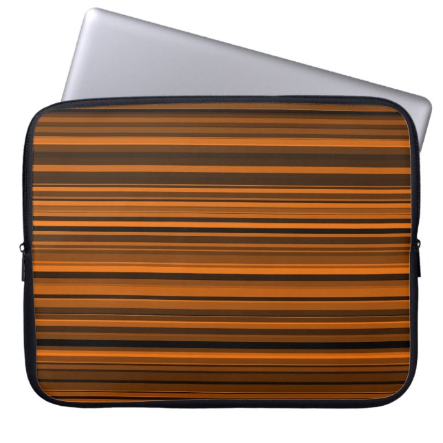 Capa Para Notebook Listras Laranja Marrom Preto (Frente)