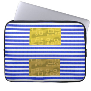 Capa Para Notebook Listras Legais Azul Dourado Geométrico