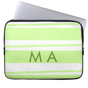 Capa Para Notebook Listras neon verdes padrão grego monograma letra