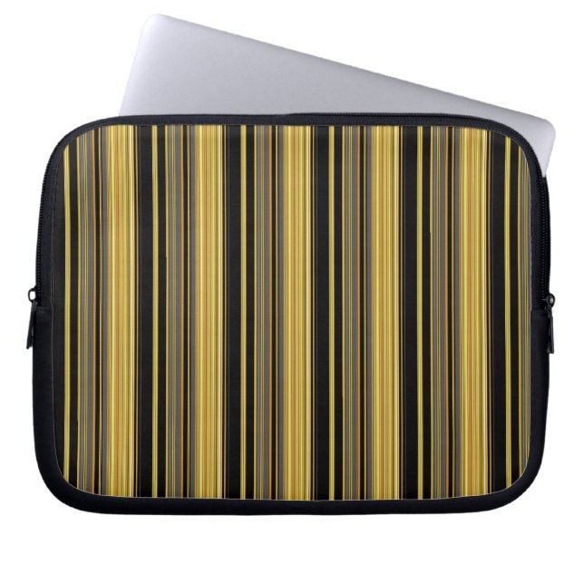 Capa Para Notebook Listras pretas douradas fofas (Frente)