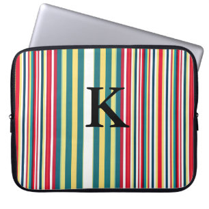 Capa Para Notebook Listras retrô coloridas adicionam letra inicial mo