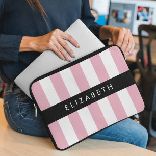 Capa Para Notebook Listras Rosa, Padrão Strike, Linhas, Seu Nome