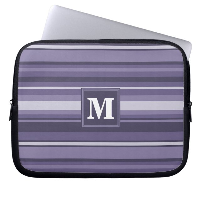 Capa Para Notebook Listras roxas de urze monogramas (Frente)