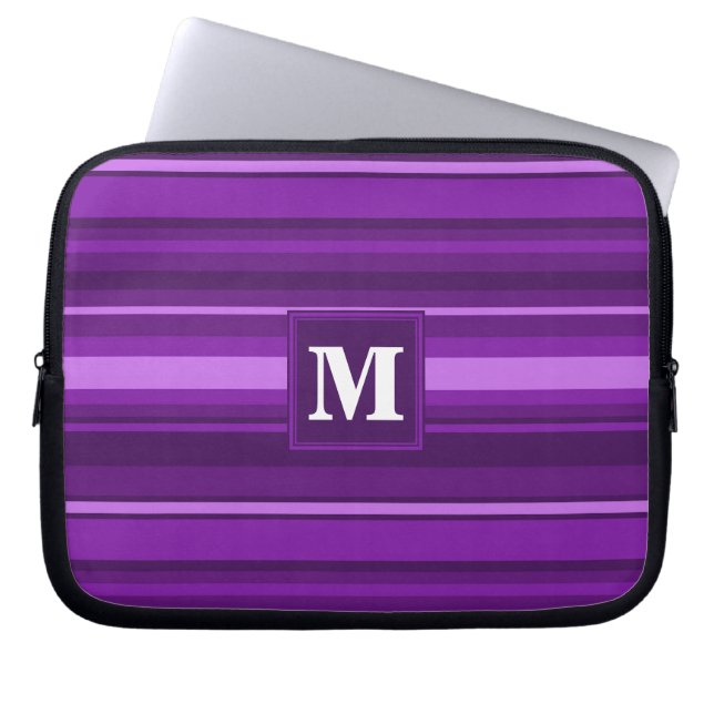 Capa Para Notebook Listras roxas monograma (Frente)