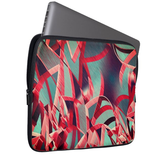 Capa Para Notebook Listras vermelhas sobre a cinza ou imagem azul, pe (Frente Esquerda)