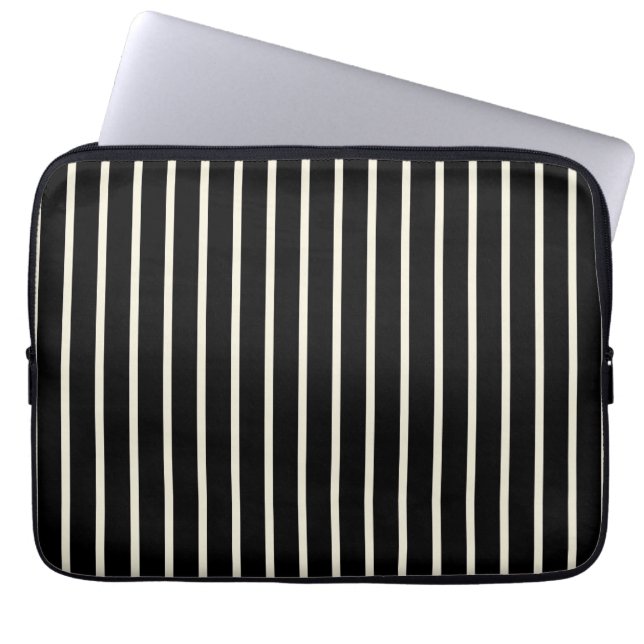Capa Para Notebook Listras Verticais Pretas e Brancas Clássicas (Frente)
