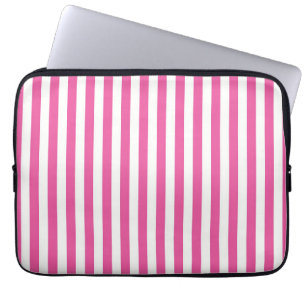 Capa Para Notebook Listras Verticais Rosa Quente e Branco Encantadora