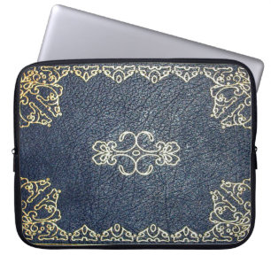 Capa Para Notebook Livro Azul, Dourado e Dourado