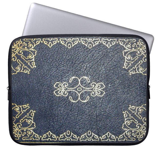Capa Para Notebook Livro Azul, Dourado e Dourado (Frente)