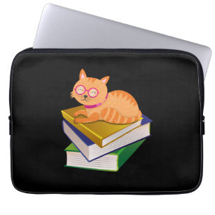 Capa Para Notebook Livros - Gato e Livros Presente para Amante de Liv