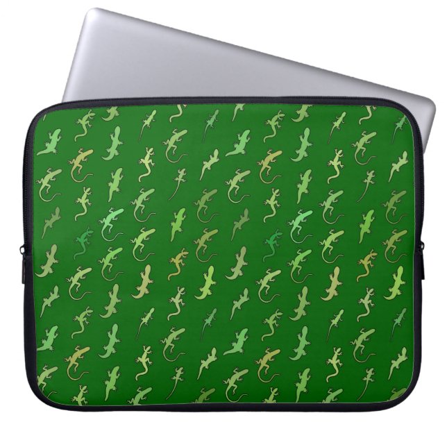 Capa Para Notebook Lizards e Geckos, em verde-pinho (Frente)