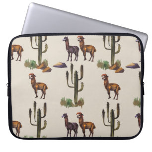 Capa Para Notebook Llama alpaca wildlife, padrão de aquarela.