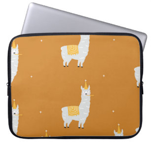 Capa Para Notebook Llama, fundo laranja: padrão de aniversário.