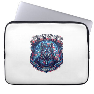 Capa Para Notebook Lobo da Liberdade Patriótico Ai Cyberpunk Futuro L