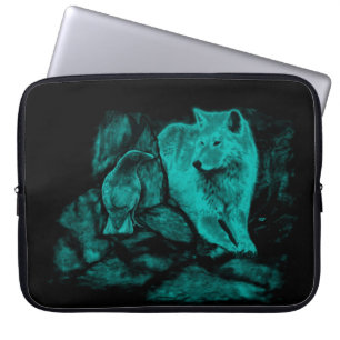 Capa Para Notebook Lobo e corvo na noite