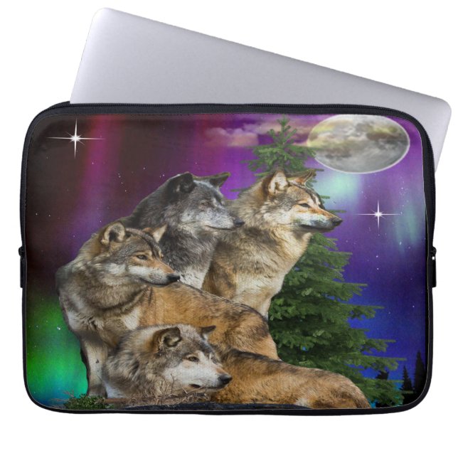 Capa Para Notebook Lobo e Lua (Frente)