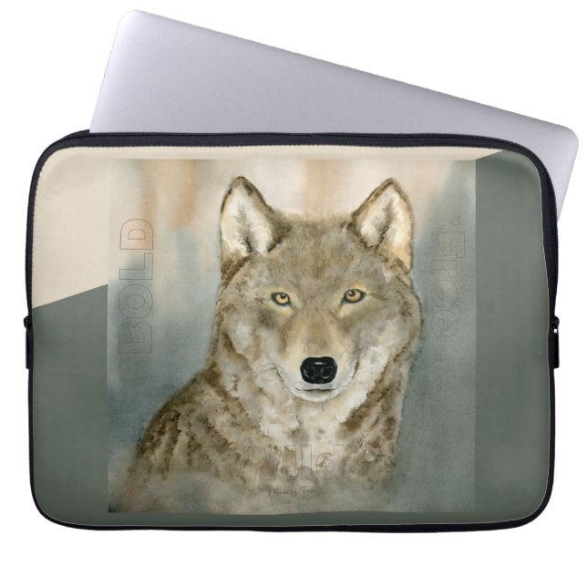 Capa Para Notebook Lobo na Névoa Aquarela (Frente)