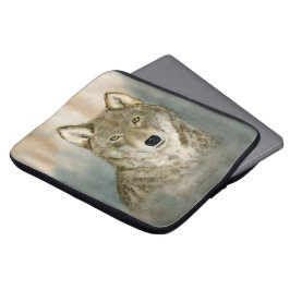 Capa Para Notebook Lobo na Névoa Aquarela