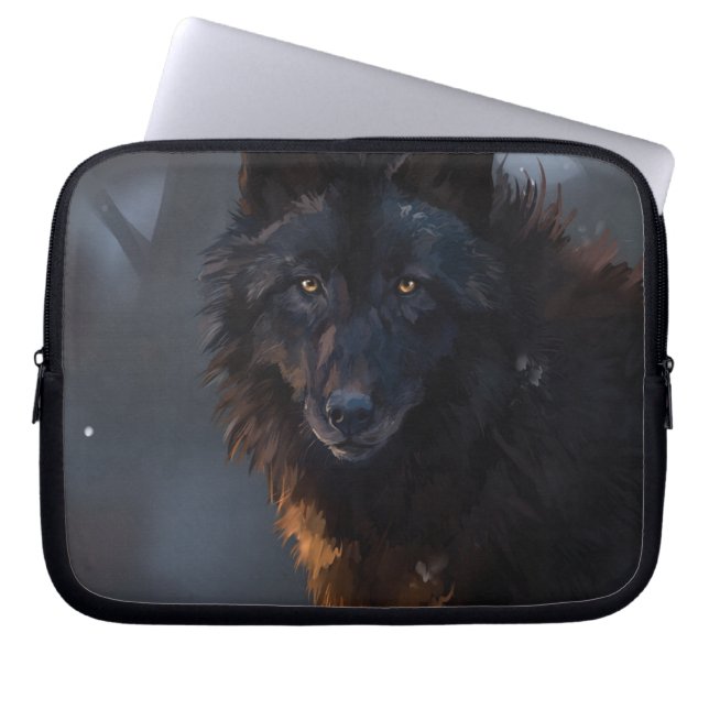 Capa Para Notebook Lobo negro (Frente)
