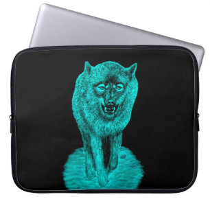 Capa Para Notebook Lobo Negro Zangado na Noite