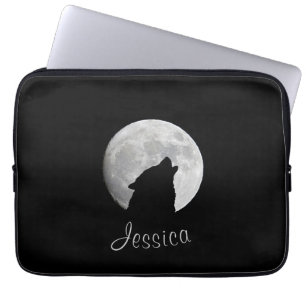 Capa Para Notebook Lobo que urra na Lua cheia, seu nome