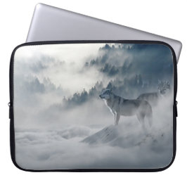 Capa Para Notebook Lobos numa paisagem de inverno