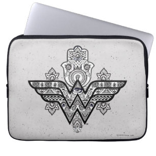 Capa Para Notebook Logotipo Espiritual Paisley Hamsa da Mulher Maravi