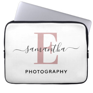 Capa Para Notebook Logotipo Monograma Minimalista em Rose Gold