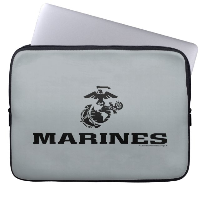 Capa Para Notebook Logotipo preto empilhado do USMC (Frente)