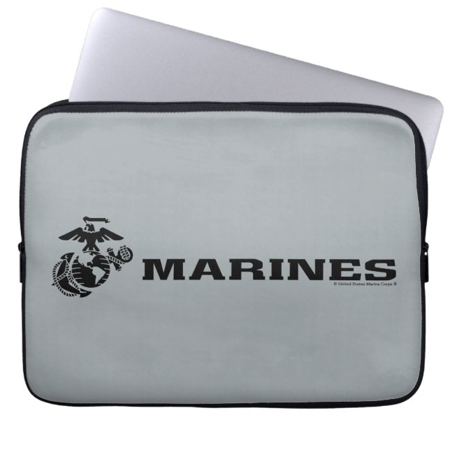Capa Para Notebook Logotipo preto empilhado do USMC (Frente)